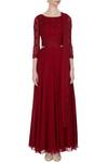 Shop_Roora By Ritam_Red Maroon Georgette And Chiffon Dori & Bead Work Anarkali Dress _Online_at_Aza_Fashions