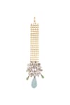 Buy_Ae-Tee_Gold Plated Swarovski Crystals Maangtikka With Mint Green Drops _at_Aza_Fashions