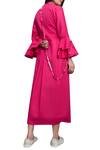Shop_Bohame_Pink Cambric V Neck Midi Dress For Women_at_Aza_Fashions