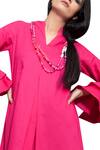Buy_Bohame_Pink Cambric V Neck Midi Dress For Women_Online_at_Aza_Fashions