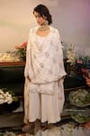 Ruh Clothing_White Hand Embroidered Badla Work Round Sharara Set _Online_at_Aza_Fashions