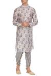 Buy_Pranay Baidya_Grey Cotton Silk Dhoti Pant_at_Aza_Fashions