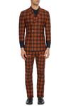 Shop_Paresh Lamba Signatures_Brown Two-piece Checkered Suit_Online_at_Aza_Fashions