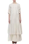 Buy_Samant Chauhan_Off White Cotton Silk Embroidered Thread Work Round Kurta For Women_at_Aza_Fashions