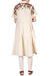 Shop_Samant Chauhan_Beige Cotton Silk Shirt Collar Asymmetric Kurta And Pant Set For Women_at_Aza_Fashions
