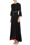 Buy_Desert Shine by Sulochana Jangir_Black Floral Hand And Machine Embroidered Kurta With Center Slit For Women_Online_at_Aza_Fashions