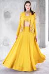 Buy_Prathyusha Garimella_Yellow Embroidered Jacket And Lehenga Set _at_Aza_Fashions