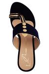 Buy_NIDHI BHANDARI_Blue Embroidered Kolhapuri Wedges _Online_at_Aza_Fashions