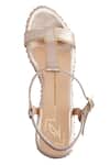 Buy_Nidhi Bhandari_Gold Sequins Embellished T-strap Wedges _Online_at_Aza_Fashions