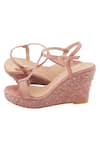 Shop_Nidhi Bhandari_Pink Sequins Embellished T-strap Wedges _at_Aza_Fashions