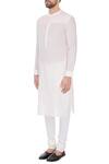 Buy_Dev R Nil_Pink Cotton Plain Kurta And Churidar Set_Online_at_Aza_Fashions