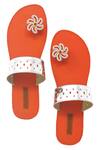 Buy_Aprajita Toor_Red Embellished Floral Paduka Flats_at_Aza_Fashions