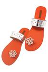 Shop_Aprajita Toor_Red Embellished Floral Paduka Flats_at_Aza_Fashions