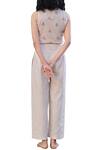 Shop Kharakapas Beige Linen High-waisted Pant at Aza Fashions Shop_Kharakapas_Beige Linen High-waisted Pant_at_Aza_Fashions