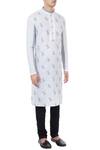 Vivek Karunakaran_White Cotton Linen Printed Kurta  _Online_at_Aza_Fashions