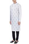 Buy_Vivek Karunakaran_White Cotton Linen Printed Kurta  _Online_at_Aza_Fashions