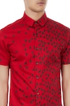 Vivek Karunakaran_Red Poplin Printed Shirt  _at_Aza_Fashions