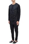 Buy_Vivek Karunakaran_Black Poplin Printed Short Kurta _Online_at_Aza_Fashions