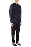 Vivek Karunakaran_Black Poplin Printed Short Kurta _Online_at_Aza_Fashions