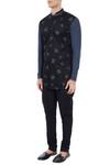 Buy_Vivek Karunakaran_Black Poplin Printed Short Kurta _Online_at_Aza_Fashions