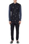 Shop_Vivek Karunakaran_Black Poplin Printed Short Kurta _Online_at_Aza_Fashions
