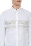 Vivek Karunakaran_White Cotton Linen Printed Shirt  _at_Aza_Fashions