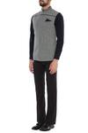 Buy_Bubber Couture_Grey Leather, Premium Shirting Fabric Checkered Bundi _Online_at_Aza_Fashions
