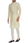 Buy_BUBBER COUTURE_Beige Cotton Silk Kurta And Pant Set _at_Aza_Fashions