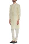 Buy_BUBBER COUTURE_Beige Cotton Silk Kurta And Pant Set _Online_at_Aza_Fashions