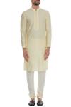 Shop_BUBBER COUTURE_Beige Cotton Silk Kurta And Pant Set _Online_at_Aza_Fashions