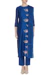 Shop_Rajat & Shraddha_Blue Round Royal Chanderi Silk Resham Thread Embroidered Kurta Set  _Online_at_Aza_Fashions