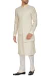 Buy_Kunal Anil Tanna_Off White Ivory Chanderi Textured High-low Bandhi Jacket  _at_Aza_Fashions