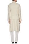 Shop_Kunal Anil Tanna_Off White Ivory Chanderi Textured High-low Bandhi Jacket  _at_Aza_Fashions