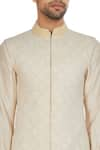 Kunal Anil Tanna_Off White Ivory Chanderi Textured High-low Bandhi Jacket  _at_Aza_Fashions