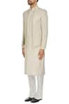 Buy_Kunal Anil Tanna_Off White Ivory Chanderi Front Open Bandhgala Jacket  _Online_at_Aza_Fashions