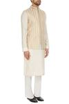 Kunal Anil Tanna_Beige Spun Silk Bandhi Jacket  _Online_at_Aza_Fashions