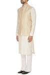 Buy_Kunal Anil Tanna_Beige Spun Silk Bandhi Jacket  _Online_at_Aza_Fashions