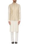 Shop_Kunal Anil Tanna_Beige Spun Silk Bandhi Jacket  _Online_at_Aza_Fashions
