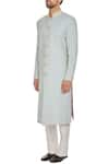 Buy_Kunal Anil Tanna_Blue Spun Silk Embroidered Powder Sherwani With Buttons And Pants  _Online_at_Aza_Fashions