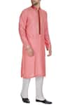 Buy_Kunal Anil Tanna_Coral Spun Silk Pintucked Kurta Set  _at_Aza_Fashions