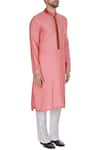 Kunal Anil Tanna_Coral Spun Silk Pintucked Kurta Set  _Online_at_Aza_Fashions