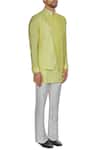 Kunal Anil Tanna_Yellow Spun Silk Overlap Lucknowi Bandi Jacket _Online_at_Aza_Fashions