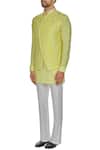 Buy_Kunal Anil Tanna_Yellow Spun Silk Overlap Lucknowi Bandi Jacket _Online_at_Aza_Fashions
