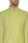 Kunal Anil Tanna_Yellow Spun Silk Overlap Lucknowi Bandi Jacket _at_Aza_Fashions