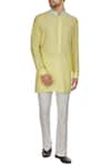 Buy_Kunal Anil Tanna_Yellow Spun Silk Kurta And Pant Set  _at_Aza_Fashions