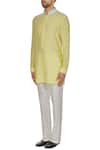Buy_Kunal Anil Tanna_Yellow Spun Silk Kurta And Pant Set  _Online_at_Aza_Fashions