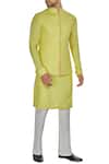 Buy_Kunal Anil Tanna_Yellow Spun Silk Criss Cross Textured Bandi Jacket _at_Aza_Fashions