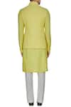 Shop_Kunal Anil Tanna_Yellow Spun Silk Criss Cross Textured Bandi Jacket _at_Aza_Fashions