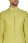 Kunal Anil Tanna_Yellow Spun Silk Criss Cross Textured Bandi Jacket _at_Aza_Fashions