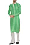 Buy_Kunal Anil Tanna_Green Spun Silk Silver Gota Embroidered Kurta Set  _at_Aza_Fashions